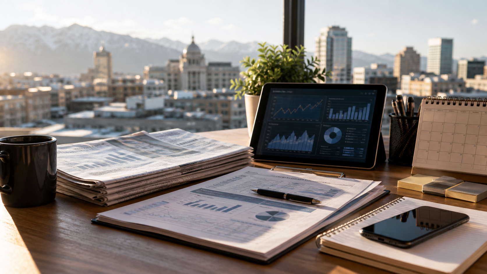 Daily business briefing desk