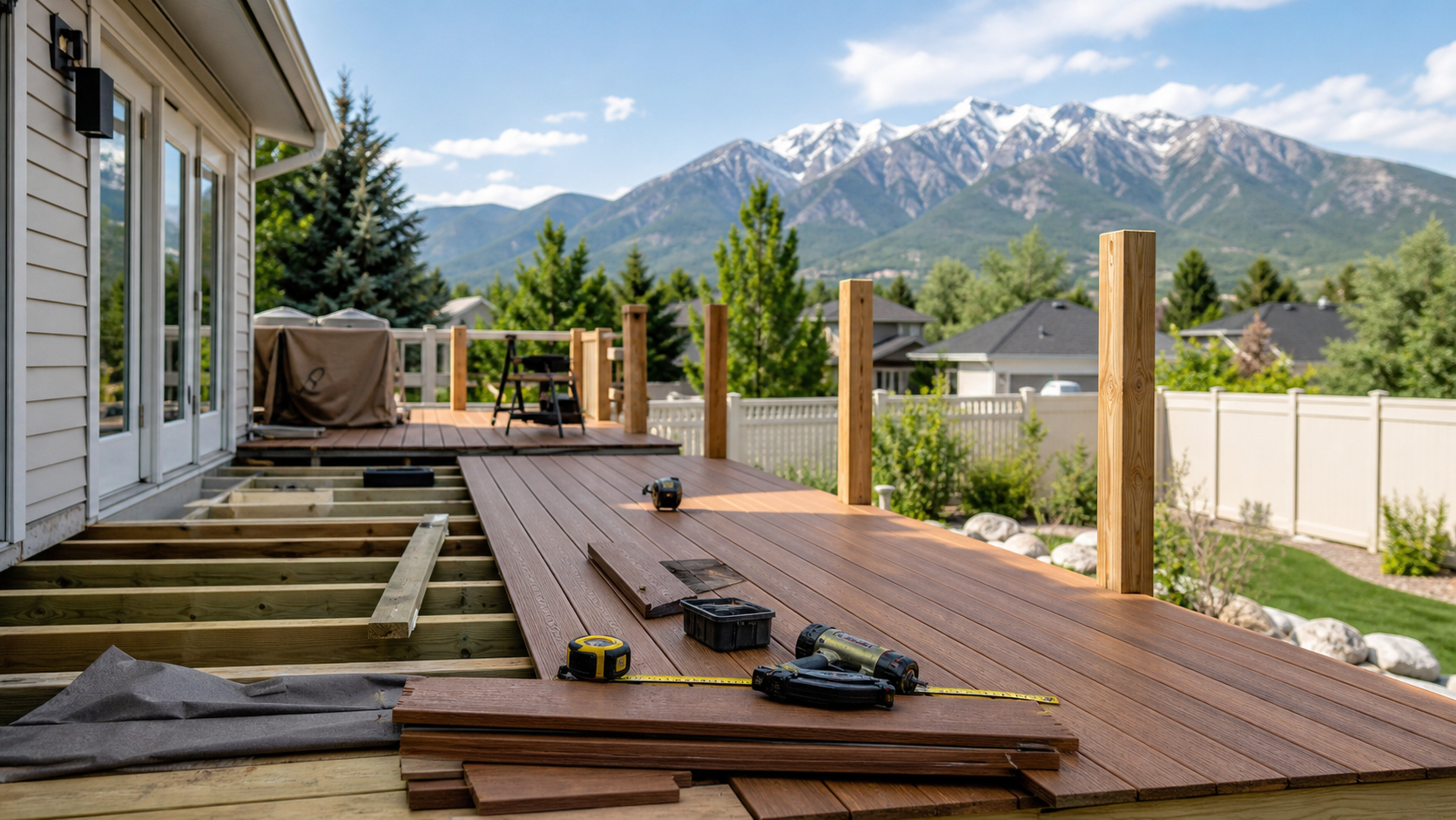 Residential deck construction project